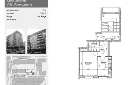 Appartement de 2 pièces au 1er étage d'env. 35 m2