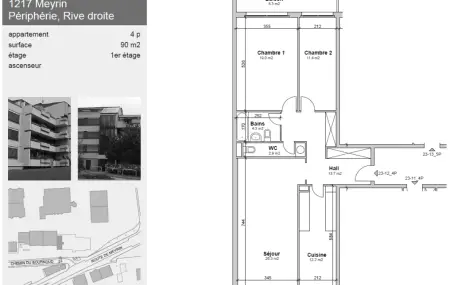 Appartement de 4 pièces au 1er étage avec deux balcons