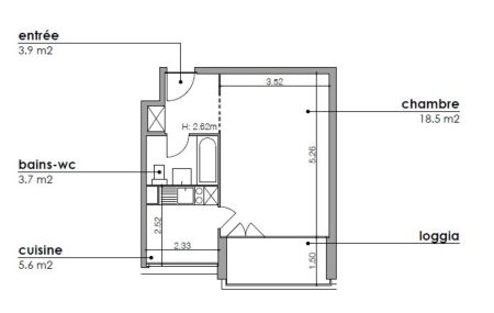 Bel appartement de 2 pièces au 5ème étage avec balcon