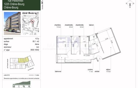 Chêne-Bourg, Rue Peillonnex, 4 pièces au 4ème étage, env. 65m2