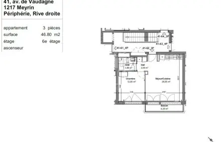 LOGEMENTS NEUFS - en surélévation - 3 pièces d'env. 46.8m2