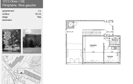 Appartement de 2 pièces au rez-de-chaussée