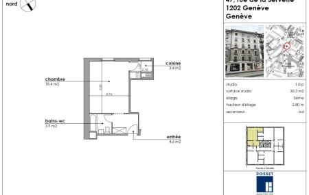 Studio au 5ème étage d'env. 30 m2
