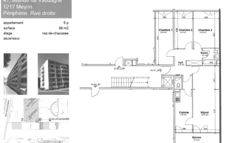 Appartement de 6 pièces au rez-de-chaussée avec balcon
