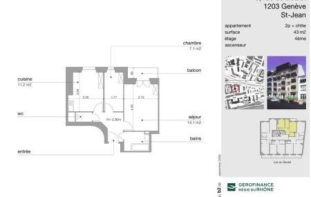 Appartement de 2 pièces plus chambrette, environ 43 m2, 4ème étage. Visites groupées directement sur place, sans inscription, mercredi 25.6.2025 de 17h00 à 18h00