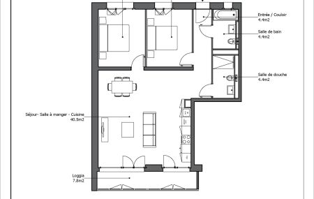 Bel appartement entièrement neuf de 4 pièces au 7ème étage avec une loggia