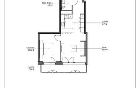Bel appartement entièrement neuf de 3 pièces au 7ème étage avec une loggia