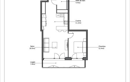 Bel appartement entièrement neuf de 3 pièces au 7ème étage avec une loggia
