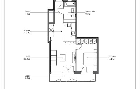 Bel appartement entièrement neuf de 3 pièces au 8ème étage avec une loggia