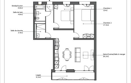 Bel appartement entièrement neuf de 4 pièces au 8ème étage avec une loggia