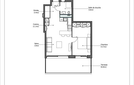 Bel appartement entièrement neuf de 3 pièces au 9ème étage avec une terrasse