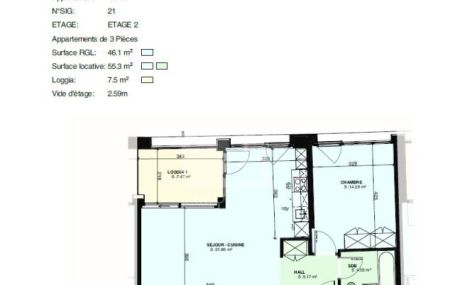 Appartements neufs de 3, 4 et 5 piècesLoyers dans le descriptif