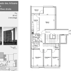 Appartement de 5 pièces au 2ème étage