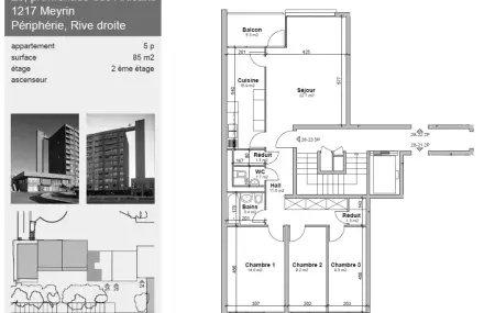 Appartement de 5 pièces au 2ème étage