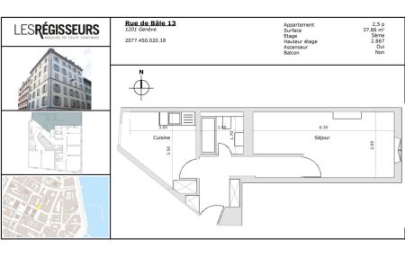 Genève - 2 pièces - 38 m2