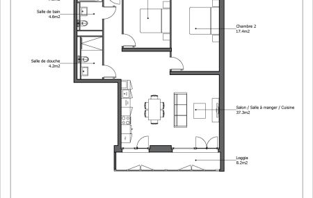 Bel appartement entièrement neuf de 4 pièces n°704 au 7ème étage avec une loggia