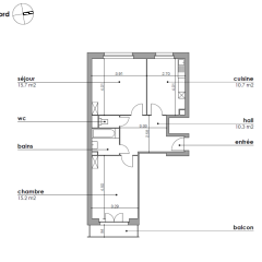 Appartement de 3 pièces au 2ème étage