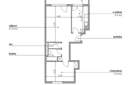 Appartement de 3 pièces au 1er étage
