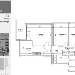 Appartement de 5 pièces au 3ème étage avec balcon