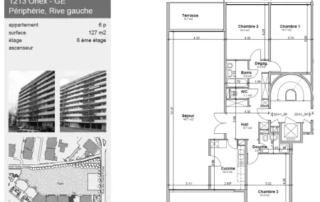 Appartement de 6 pièces traversant au 6ème étage