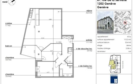 Appartement de 4 pièces au 6ème étage d'env. 112 m2