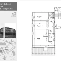 Appartement de 4 pièces au 3ème étage d'environ 78 m2