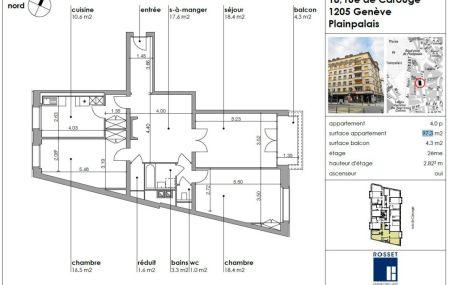 Appartement de 4 pièces au 2ème étage d'environ 97.3m2