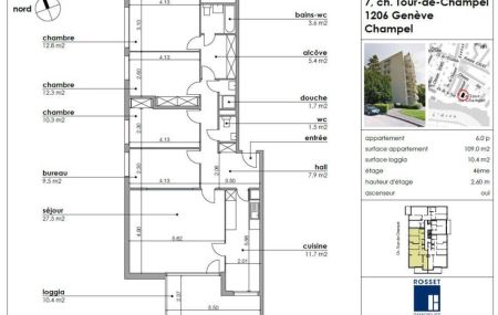Appartement de 6 pièces rénové au 4ème étage d'env. 109m2