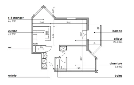 Appartement de 3 pièces au 2ème étage