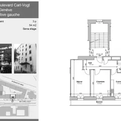 Appartement de 3 pièces au 5ème étage avec balcon