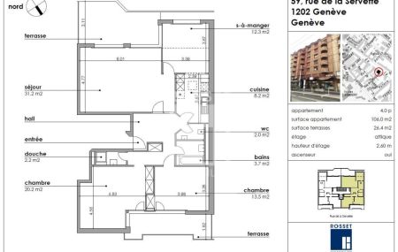 Grand appartement de 4 pièces en attique d'env. 106m2 avec terrasses