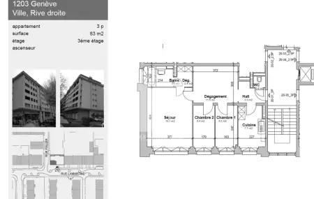 Appartement de 3 pièces au 3ème étage