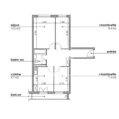 APPARTEMENT DE 3.5 PIECES AU 2EME ETAGE