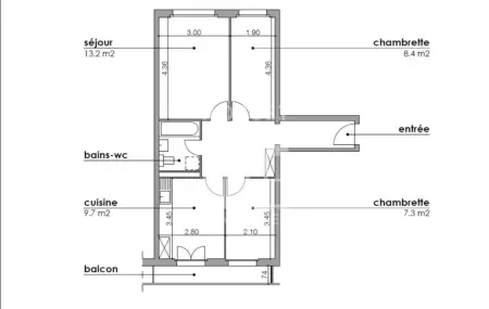 APPARTEMENT DE 3.5 PIECES AU 2EME ETAGE