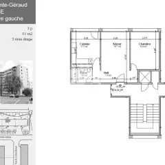 Appartement de 3 pièces au 3ème étage