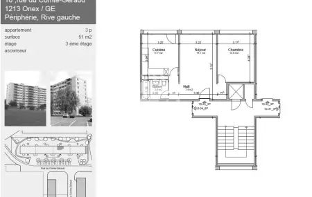 Appartement de 3 pièces au 3ème étage