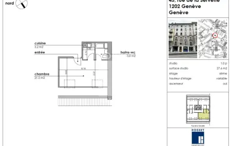 Studio au 6ème étage