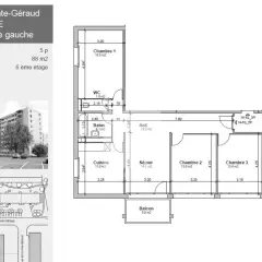 Appartement de 5 pièces au 6ème étage