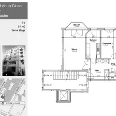 Appartement de 4 pièces au 3ème étage, n° 31 d'environ 81 m2 avec balcon.